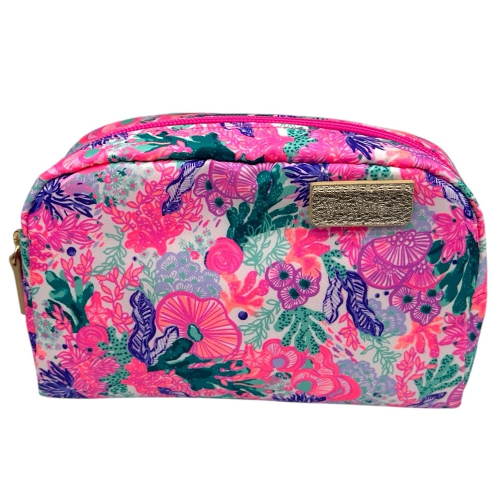 Lily Pulitzer Travel Bag Cosmetic Case Zip Pouch Pink/Green/Purple